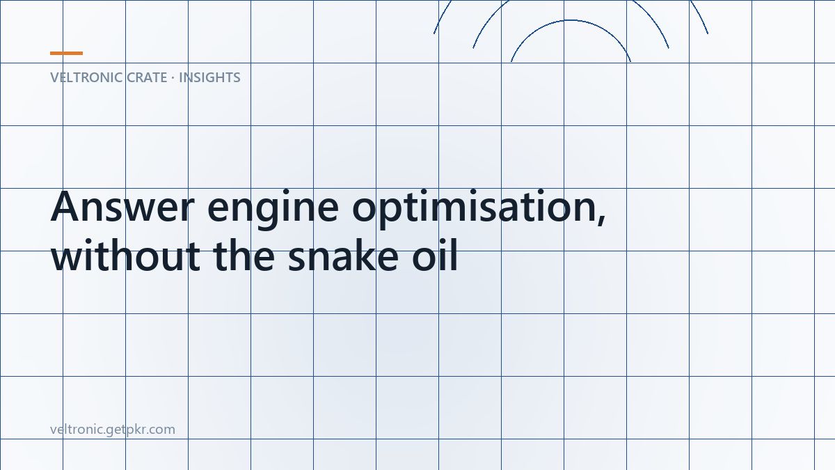 Answer engine optimisation, without the snake oil — article cover