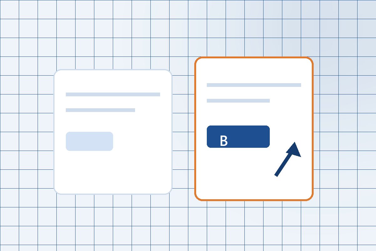 Two landing page variants side by side with the higher-converting version highlighted
